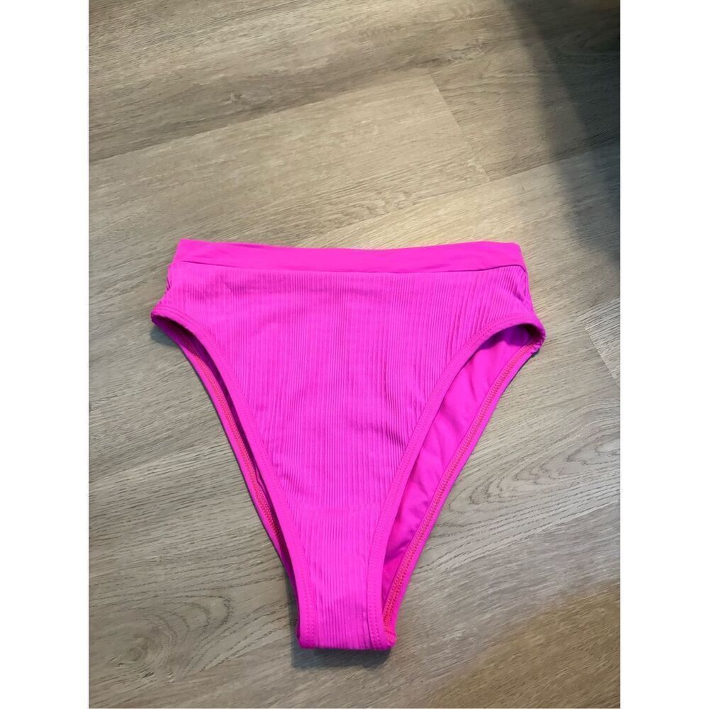 L*Space Hot Pink High Rise Bitsy Cut Bikini Bottoms Sz Large NWT 3